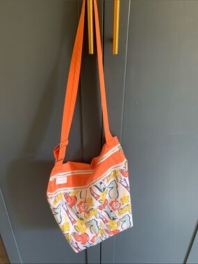 Esembly Day Bag- Bright Orange Animal Print Shoulder Bag with Adjustable Strap